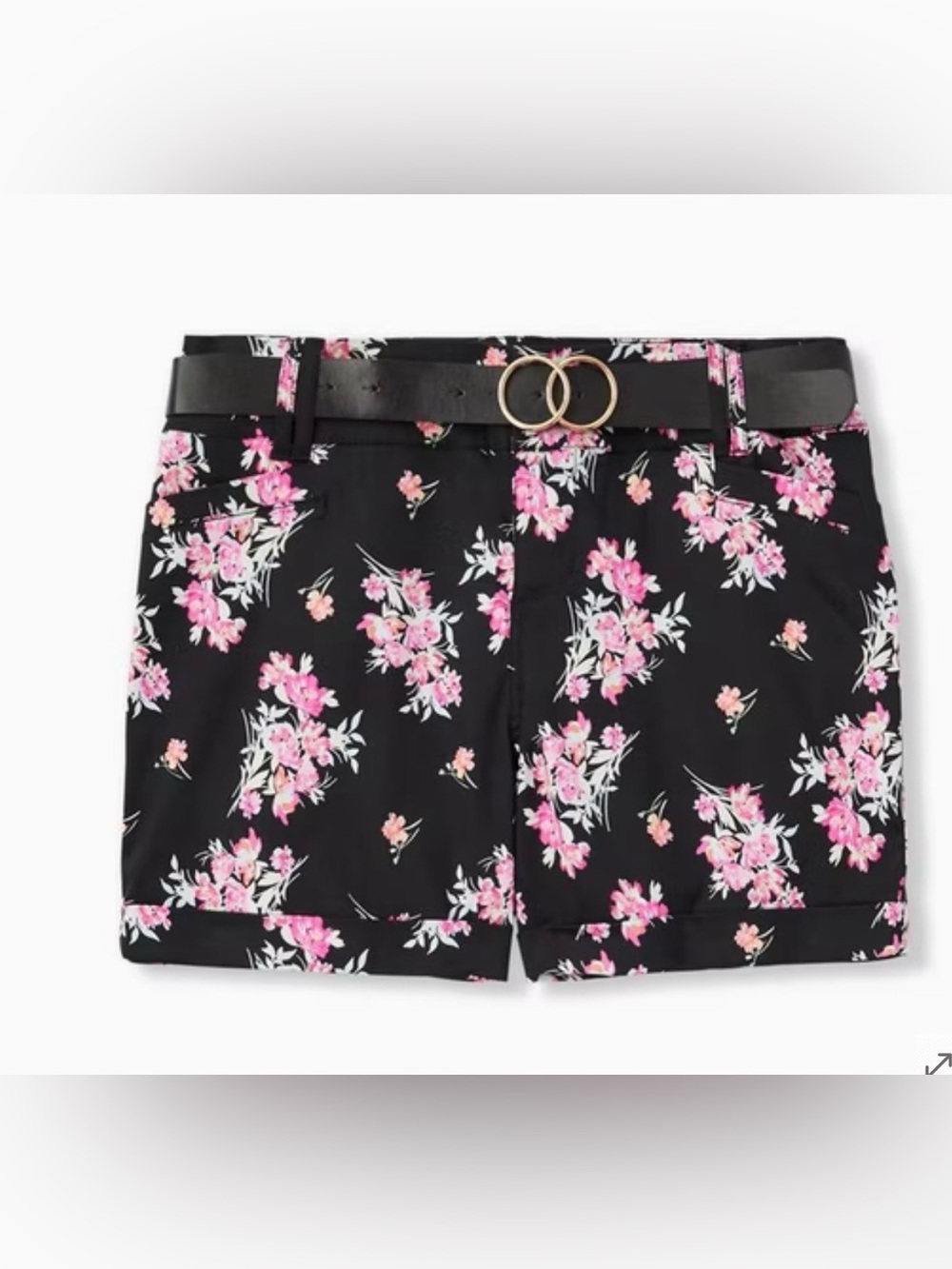 torrid Black Floral Belted Women's Shorts